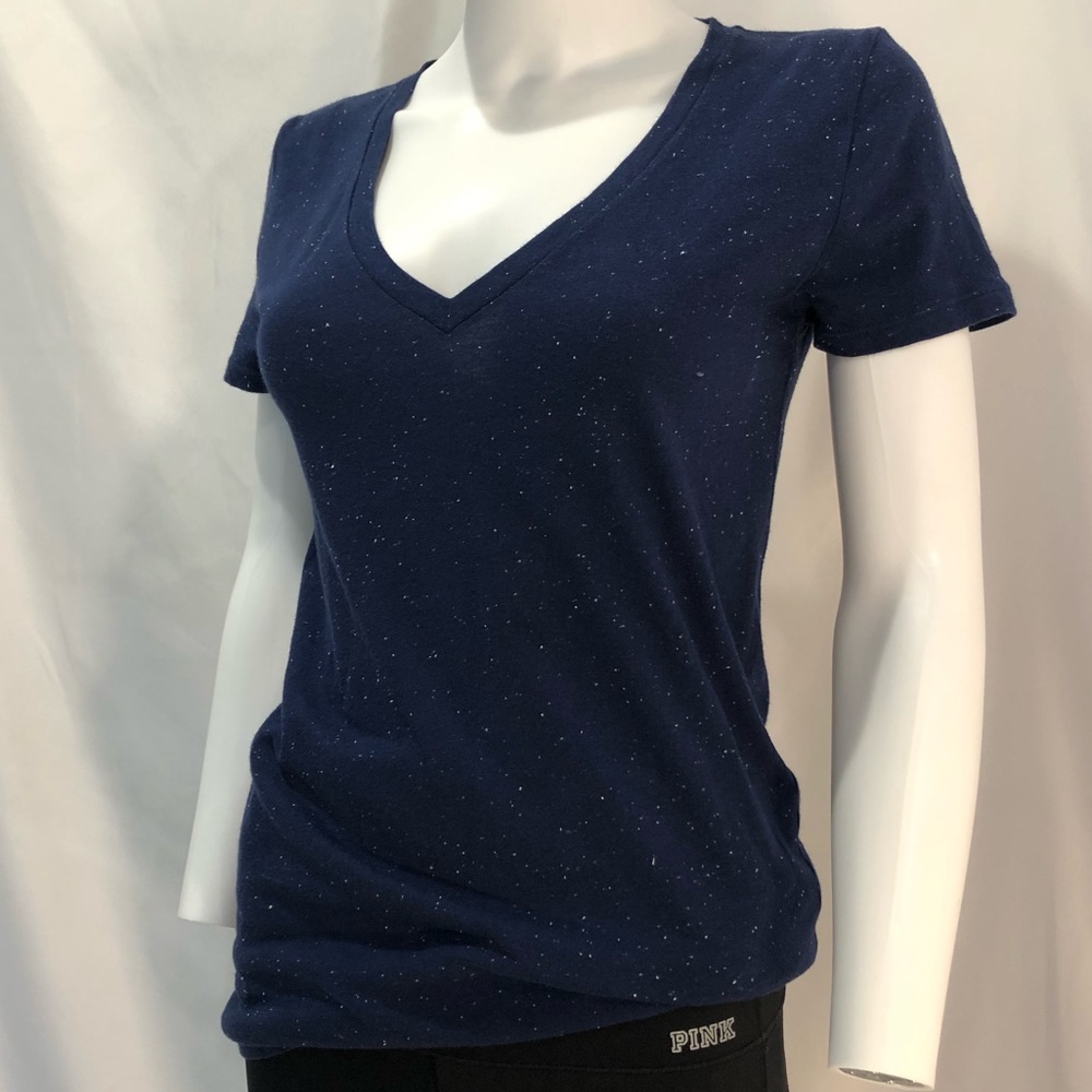PINK Victoria's Secret V-Neck Perfect Tee, Heathered Navy, NWOT Size M